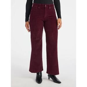 Time and Tru Women's Velveted Wide Leg Pants | Relaxed Fit Mid-Rise | Size 10